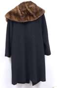 Black Wool 7/8 Coat with Mink Collar