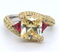 Yellow Cubic Zirconia Sterling Silver Ring