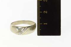 14K White Gold Men's Classic Diamond Wedding Band Ring