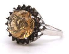 Vintage Sterling Silver Yellow Cubic Zirconia Ring