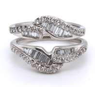 Dazzling White Gold Baguette and Round Brilliant Cut Diamond Ring Guard