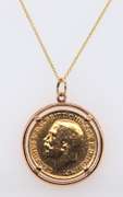 British Gold Soverign in Frame Pendant on Chain