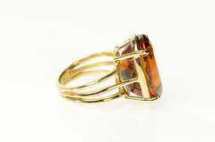 14K Yellow Gold Oval Citrine Cocktail Classic Statement Ring