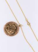 British Gold Soverign in Frame Pendant on Chain
