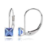 14k White Gold Tanzanite 6mm Princess-Cut Leverback Earrings