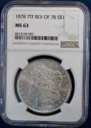1878 NGC 7TF REV OF 78 MS63 S$1