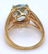 Oval Shaped Blue Cubic Zirconia Sterling Silver Ring