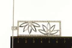 18K White Gold 1.70 Ctw Diamond Framed Flower Square Necklace