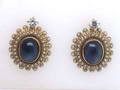 Gold Plated Gemstone Dangle Earrings