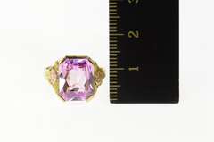 10K Yellow Gold Black Hills Syn. Pink Topaz Flower Statement Ring