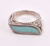 Turquoise Swirl Ring in Sterling Silver