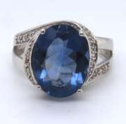 Sterling Silver Blue Cubic Zirconia Ring