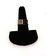 Checkered 14k Gold Diamond and Onyx Signet Ring