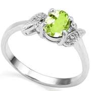 4/5 CT PERIDOT & DIAMOND 925 STERLING SILVER RING