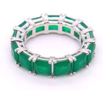Sterling Silver Emerald Style Band