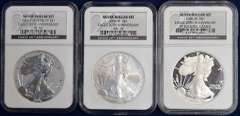 2006 American Silver Eagle Set NGC MS70, PF70, PF70 Ultra Cameo.