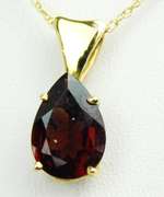 14K Large Garnet Pendant & Chain