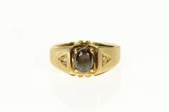 10K Yellow Gold Black Star Sapphire Diamond Accent Men's Ring