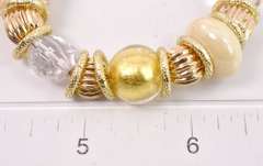 Beautiful Italian Made Hand Blow Art Glass with Gold and Gold Plated Links Bracelet and Earrings