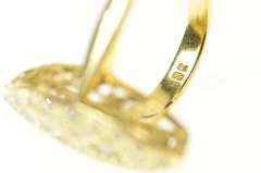 18K Yellow Gold Marquise Diamond Navette Cluster Statement Ring