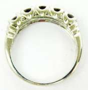 Sterling Silver Band of 5 Garnets, Size 7.25