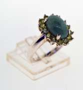 Sterling Silver Jade And Peridot Halo Ring