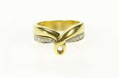 18K Yellow Gold Ornate Diamond Loop Layered Statement Band Ring