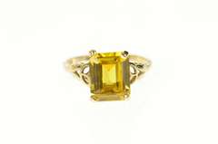 10K Yellow Gold Retro Emerald Sim. Citrine Solitaire Ring