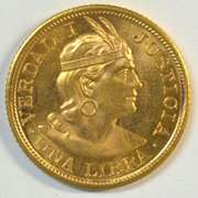 Superb Gem BU 1964 Peru One Libra Gold Piece