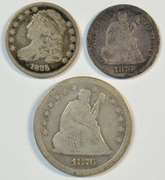 1831 & 1876-CC Dimes and 1876-S Liberty Seated Quarter