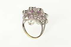 14K White Gold 7.10 Ctw Pink Sapphire Diamond Cocktail Ring
