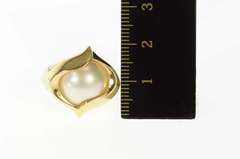 14K Yellow Gold Pearl Ornate Swirl Classic Statement Ring
