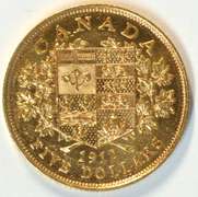 Flashy BU 1912 Canada $5 Gold Piece. Scarce