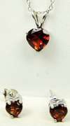 Valentine Sterling Garnet Heart Necklace & Earrings