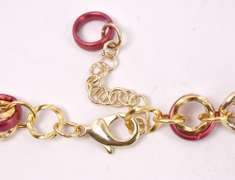 Precious Italian Made, Hand Blown Red Art Glass and Gold Links Necklace