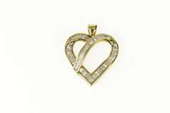 10K Yellow Gold Classic Diamond Wavy Heart Love Symbol Pendant