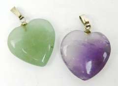 Jade & Amethyst Quartz Heart Pendants