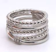 Gabriel & Co White Sapphire Multi Row Sterling Silver Ring