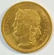Choice BU 1886 Swiss 20 Francs Gold Piece. 1st year issue