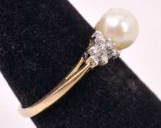 Lush Pearl and Diamond Ring in 14K Yellow Gold