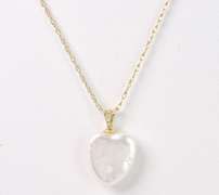 Precious Pearl Heart Pendant Necklace in 14K Yellow Gold