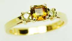 Citrine & Diamonds 14K Gold Ring, Size 8