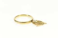 14K Yellow Gold Dove Charm Dangle Peace Symbol Ring