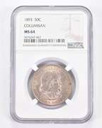 MS64 1893 Columbian Commemorative Half Dollar - Graded NGC