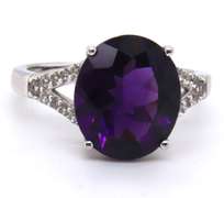 Sterling Silver Signed Amethyst Ring