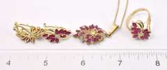 Galmorous Ruby and Diamond 3Pc. Jewelry Set in 14K Yellow Gold