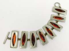 Vintage Jorgen Jensen Pewter Amber Bracelet