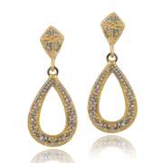 18K Gold over Sterling Silver Diamond Accent Open Teardrop Dangle Earrings