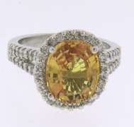 Remarkable White Gold oval Sapphire and Diamond Ring