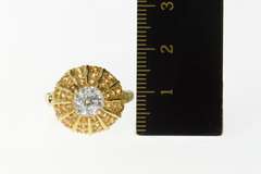 10K Yellow Gold Ornate Round Citrine Halo CZ Cocktail Ring
